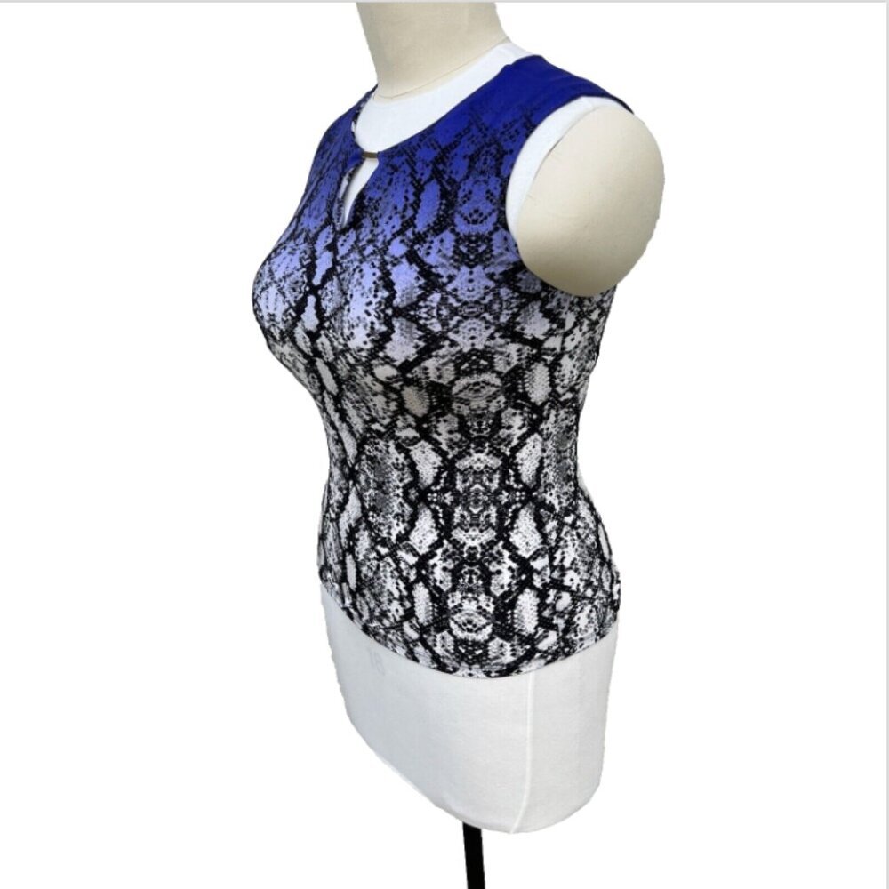 Calvin Klein - Purple Black and White Snake Print Keyhole Tank Top M/L - Picture 4 of 14
